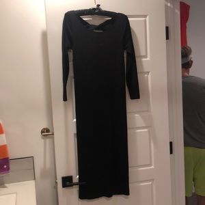 Black knit midi pencil dress